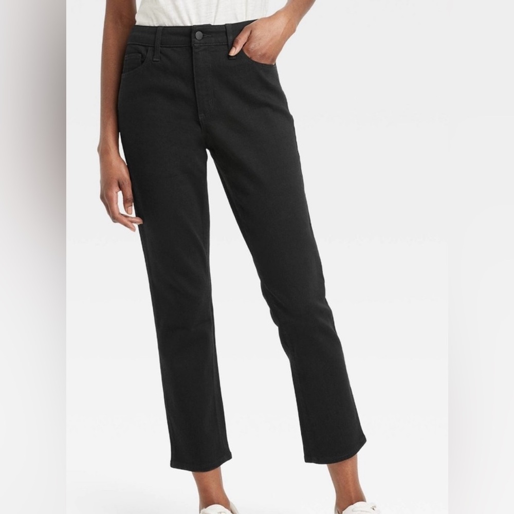 Size 00 NEW Universal Thread Black High Rise Straight Leg Vintage Stretch Jeans